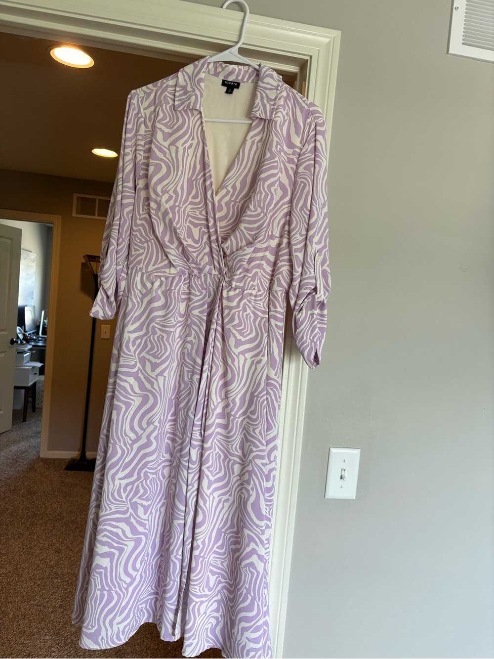 torrid Lavender and White Zebra-Print Midi Wrap Dress